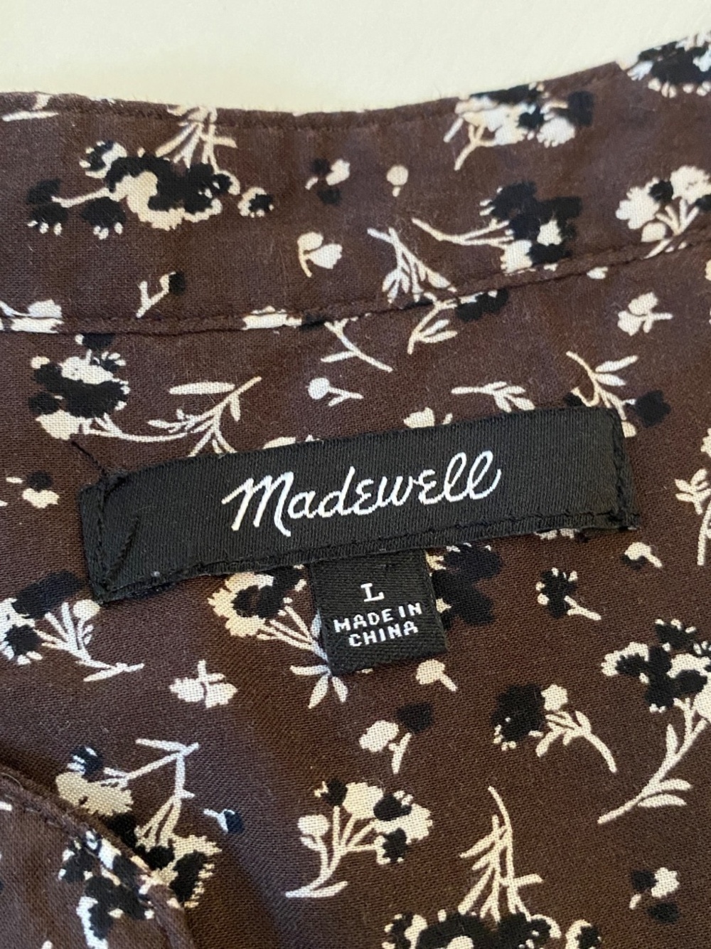 Madewell V-Neck Long-Sleeve Dark Carob Floral Top Size Large - Picture 6 of 16